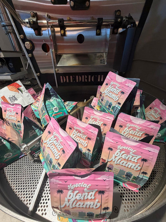 Juantwothree Special Blend Miami roasted in Miami, Diedrich roaster